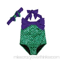 EITC Little Girls Summer Swimmable Mermaid Princess Bikini Swim Bathing Suit+headband B01GHN0UBC